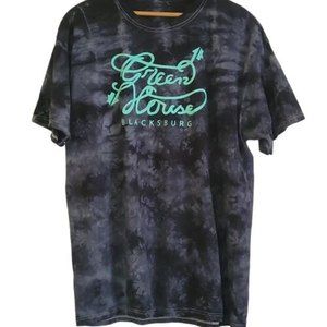 t shirt black white tie dye green house blacksburg va hokies sz l